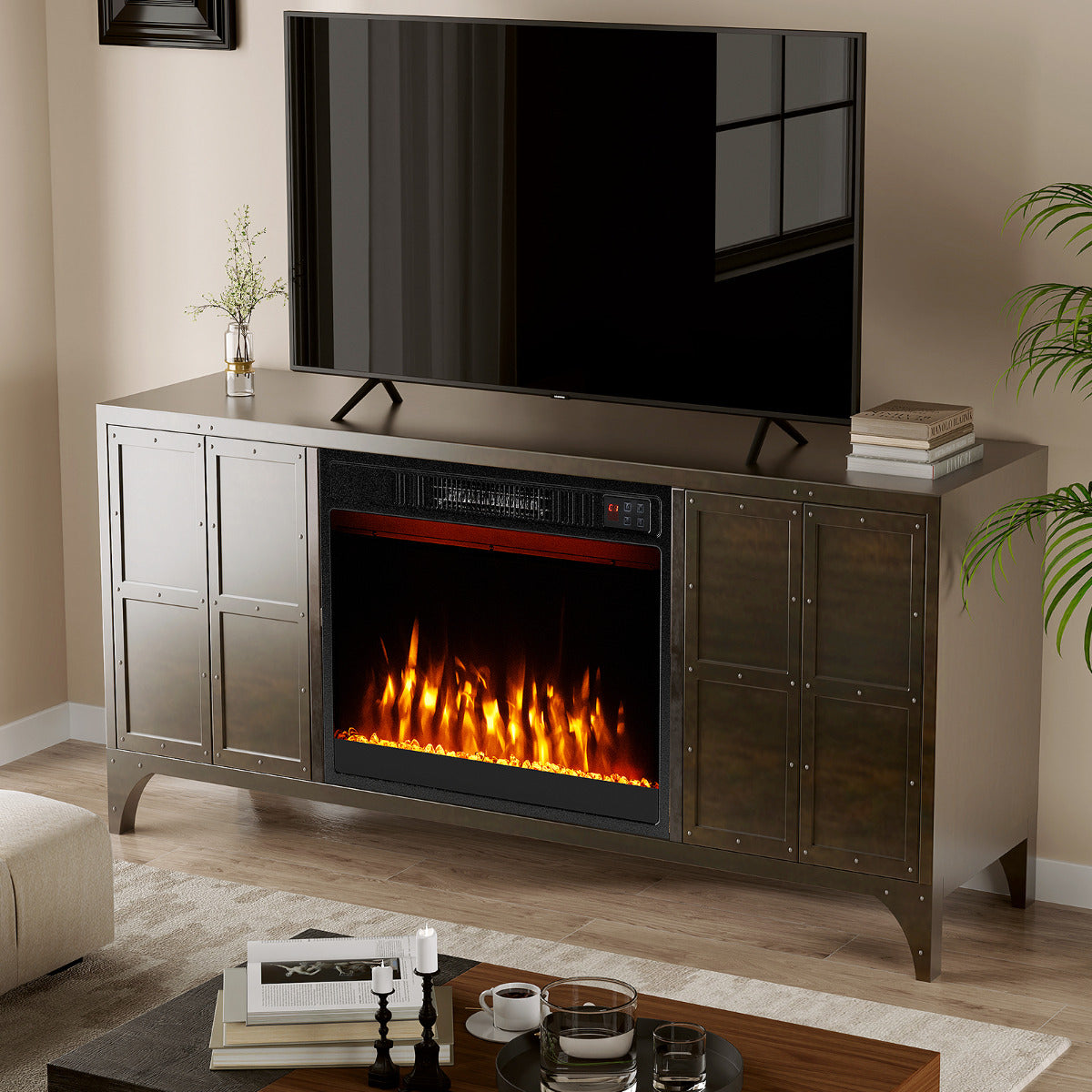 23 Inches Electric Fireplace Insert 750W/1500W Fireplace Heater