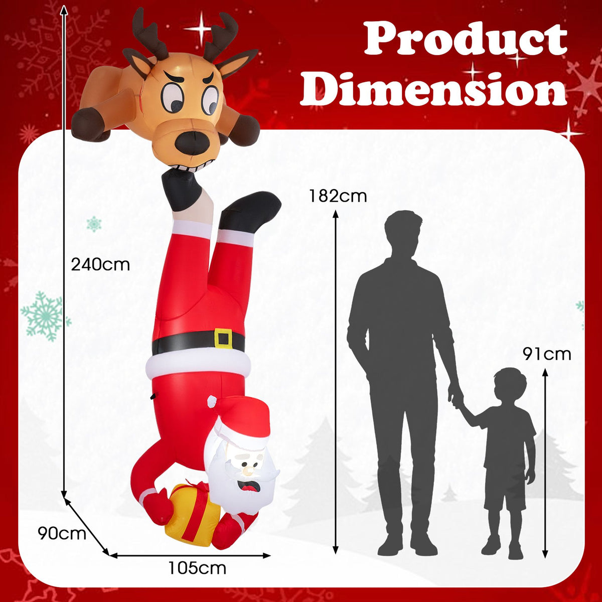 240 CM Inflatable Roof Hanging Christmas Indoor Outdoor Decoration