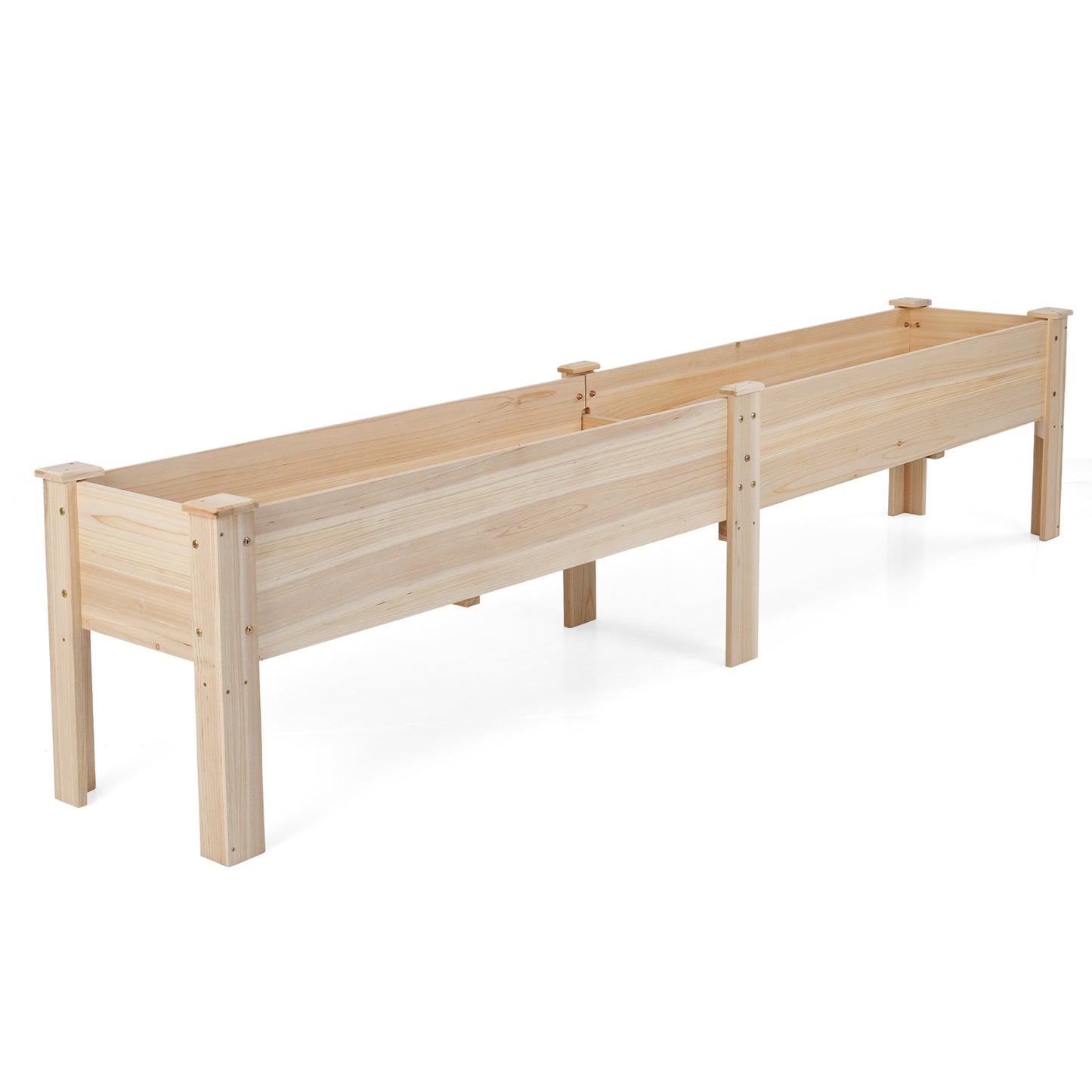 240 x 43.5 CM Fir Wood Raised Garden Bed with Legs Elevated Planter Box with Drainage Holes-Natural