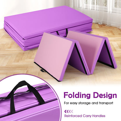 240 x 116 x 5 cm Folding Soft Floor Mat with Carry Handles and Hook & Loop Fasteners-Pink & Purple