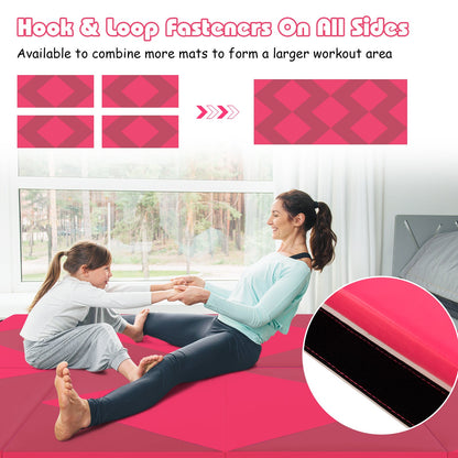 240cm PU Leather Folding Gymnastics Mat-Rose