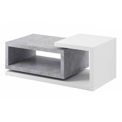 Two-level coffee table with concrete and white finish on a white background