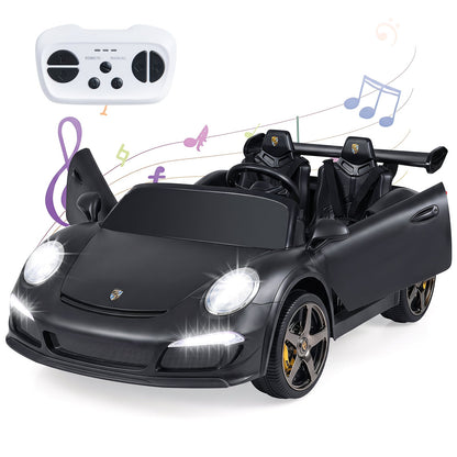 24V Battery Powered Electric Vehicle with Parent Remote Control and LED Lights-Black
