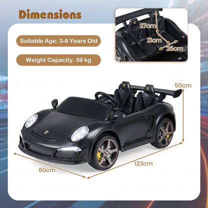 24V Battery Powered Electric Vehicle with Parent Remote Control and LED Lights-Black