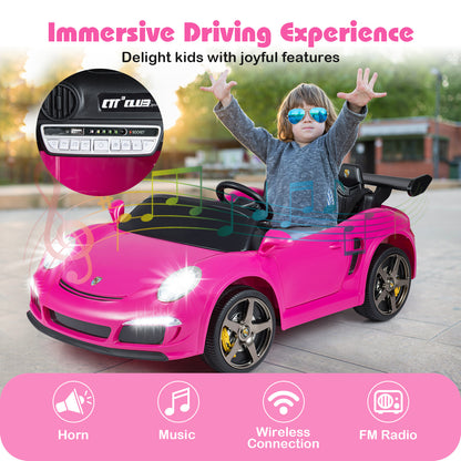 24V Battery Powered Electric Vehicle with Parent Remote Control and LED Lights-Pink