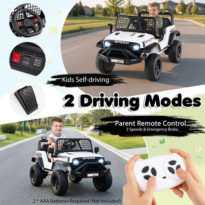 24V Battery Powered Ride On Car for Kids with Parent Remote Control-White