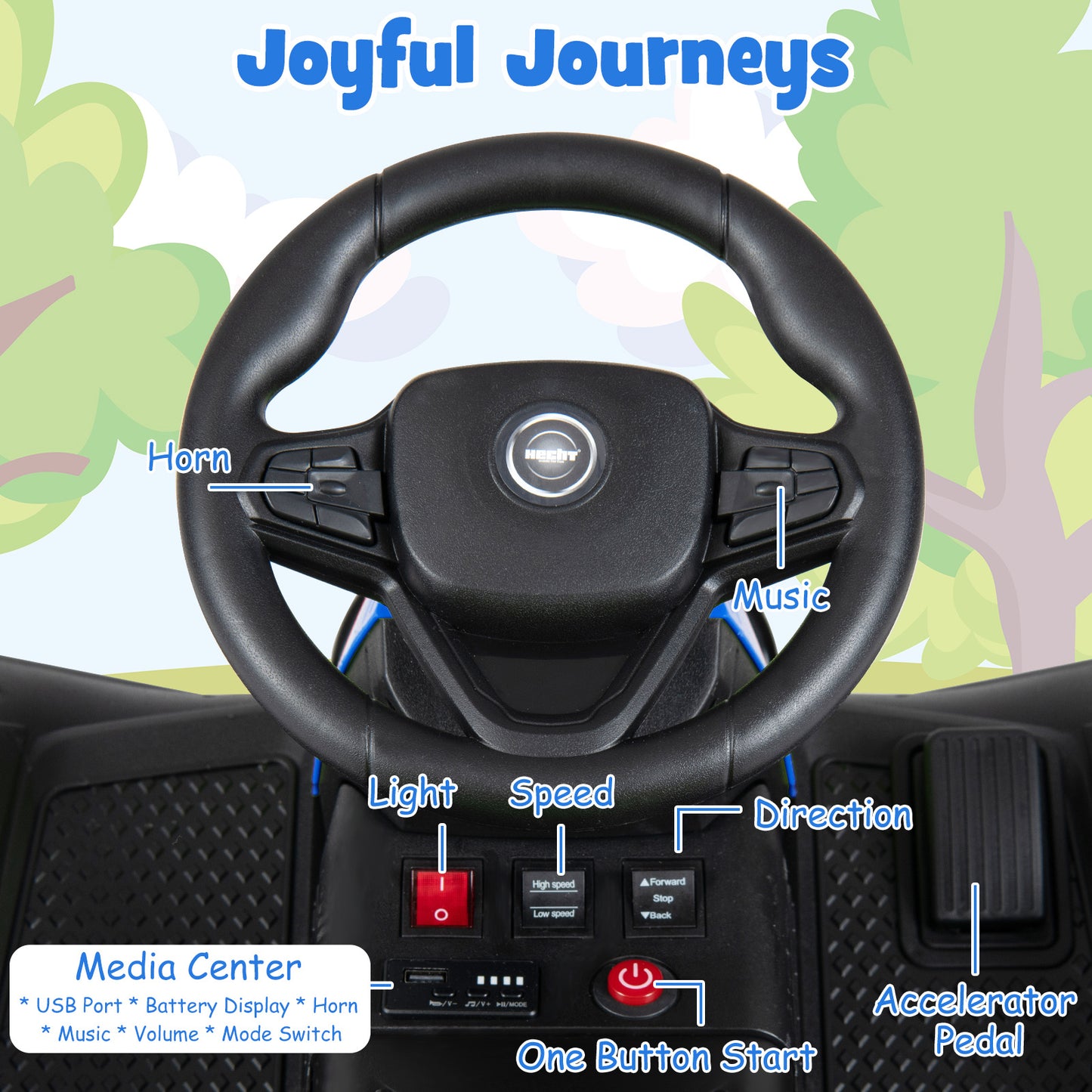 24V Kids Electric Vehicle with Parent Remote and Detachable Trailer for Boys Girls Aged 3+-Navy