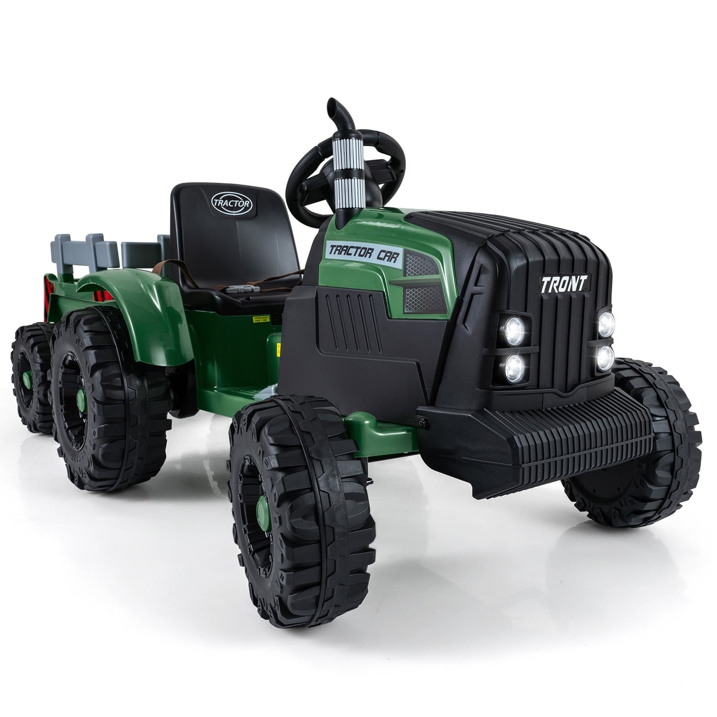 24V Ride On Tractor with Detachable Trailer for Kids-Dark Green
