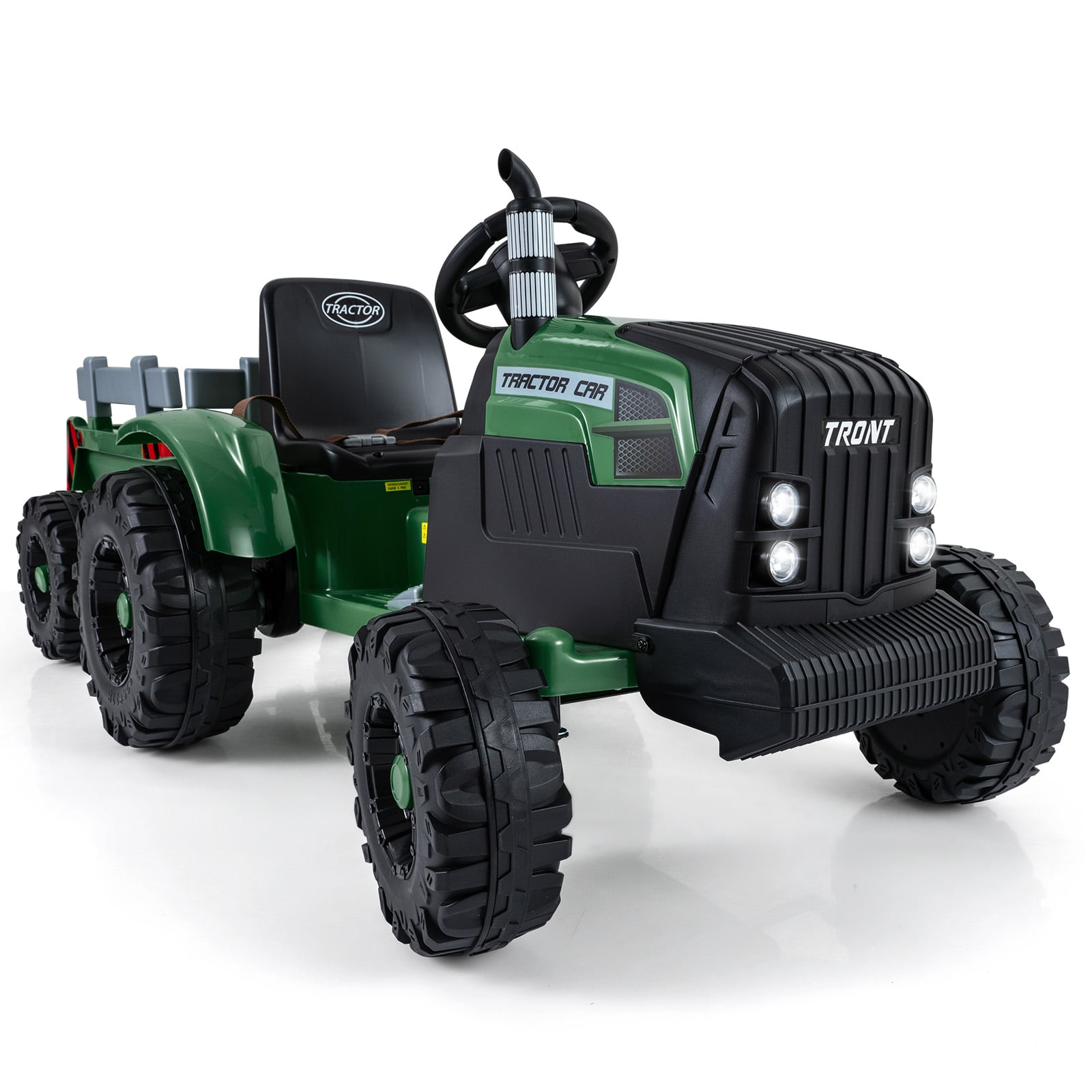 24V Ride On Tractor with Detachable Trailer for Kids-Dark Green