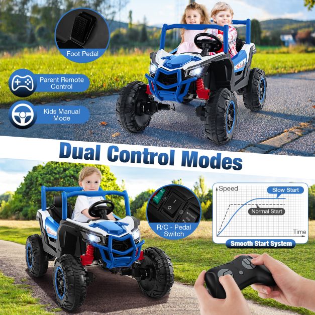 24V Kids Ride on UTV with 4 x 100W Powerful Engin and Remote Control-Blue