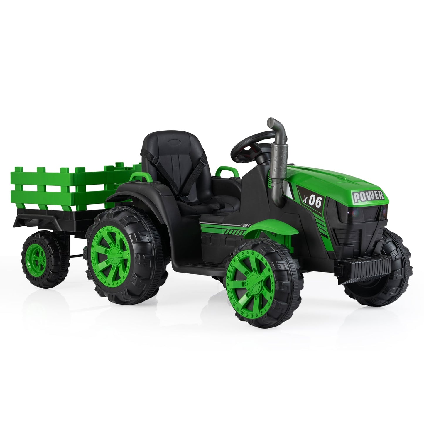 24V Ride On Tractor with RGB LED Headlights and Parent Remote Control-Green
