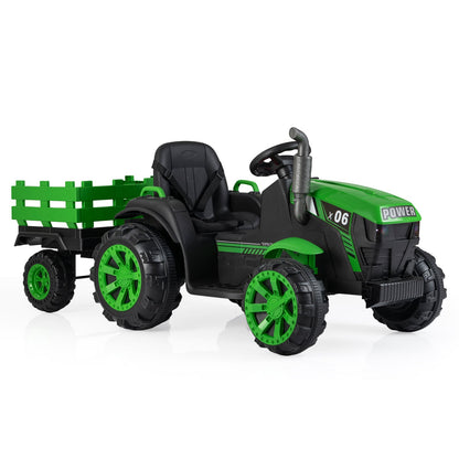 24V Ride On Tractor with RGB LED Headlights and Parent Remote Control-Green