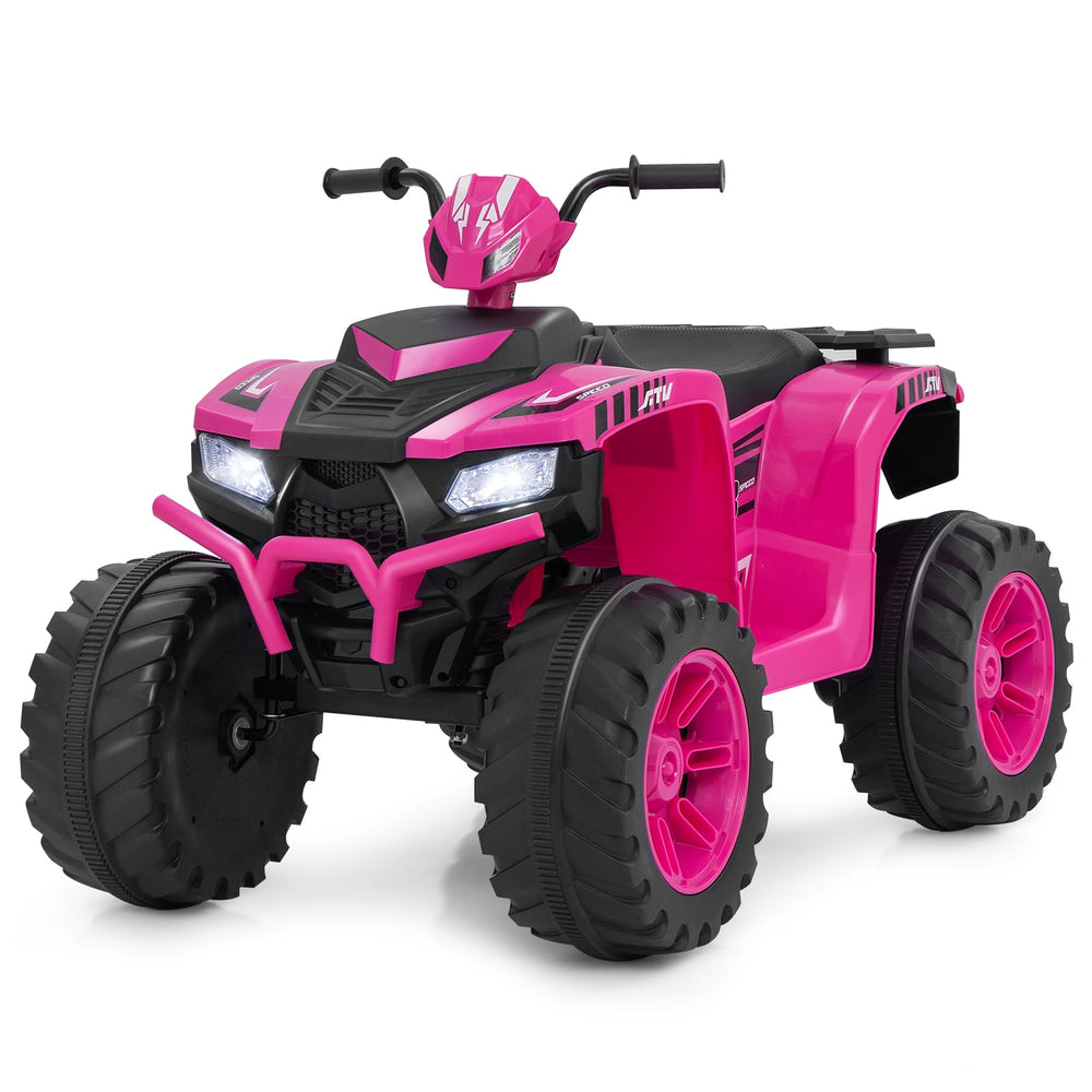 24V Ride-On ATV Toy Car with LED Lights and Wireless Connection-Pink