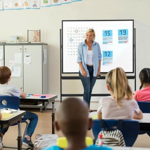 mobile magnetic large reversible whiteboard 360° rotatable 90 x 120 cm black + white