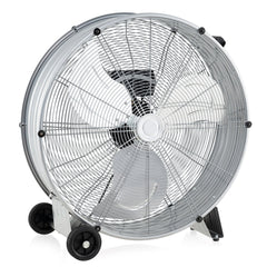 24 Inch High-Velocity Industrial Floor Fan with Wheels and Handle-Silver