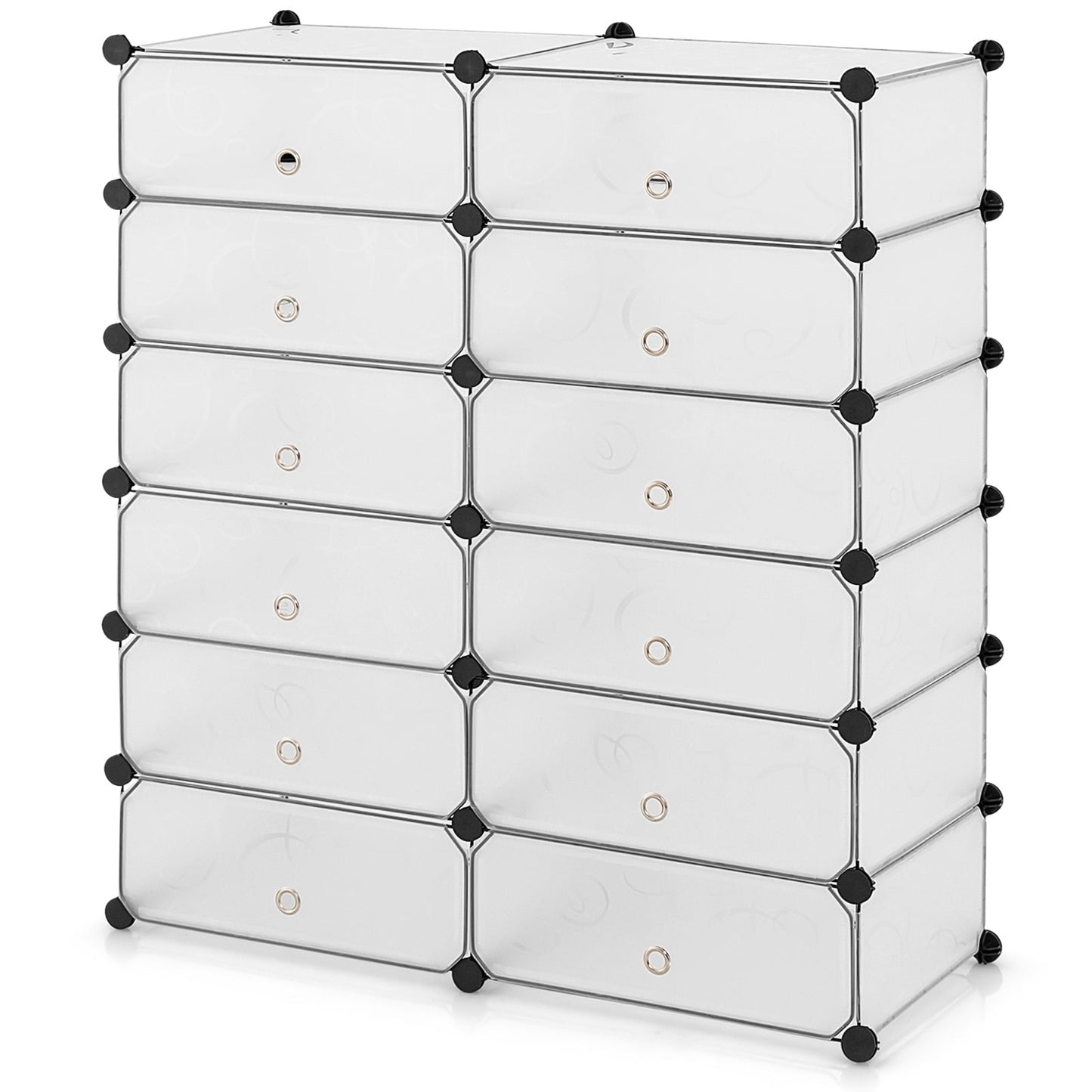24 Pairs Shoe Rack Organizer with 12-Cube DIY Modular-White
