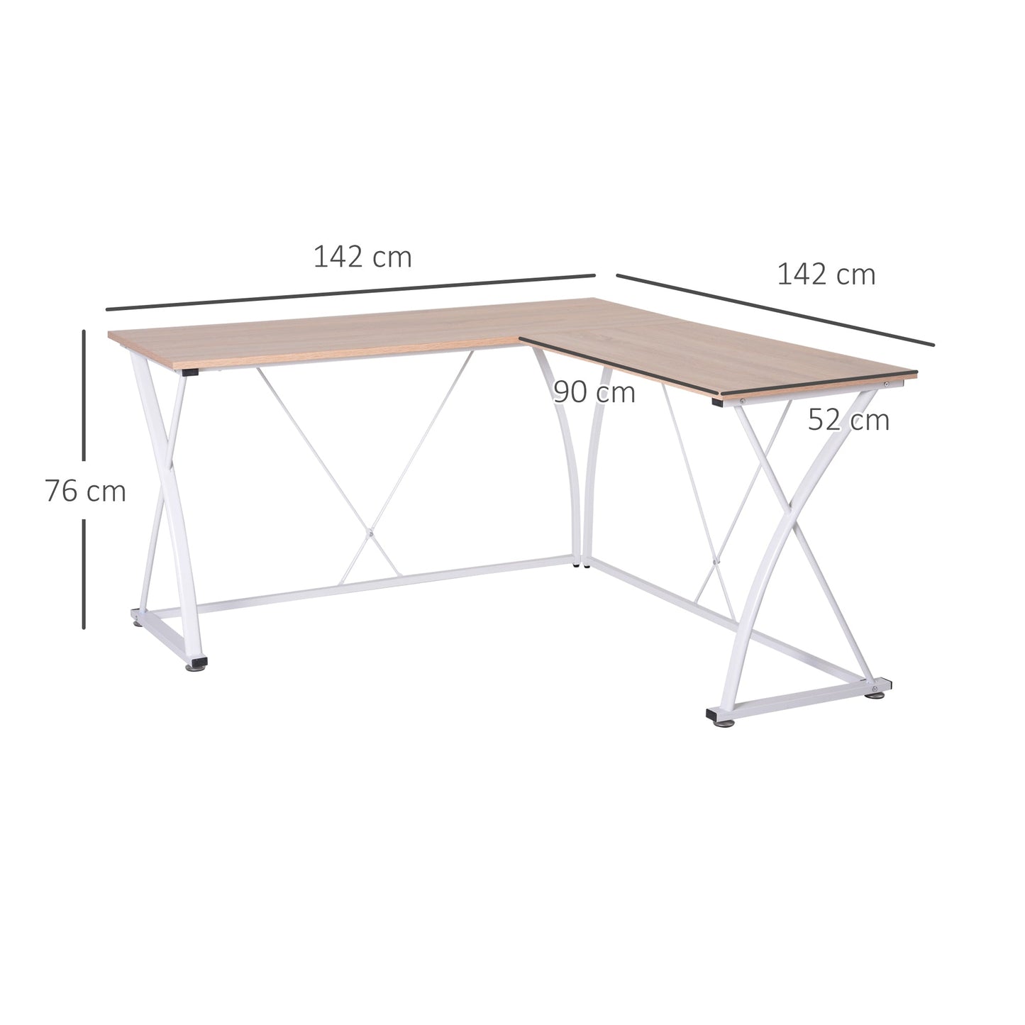 Vinsetto L-Shaped Computer Desk Corner PC Table Writing Workstation Home Office, White