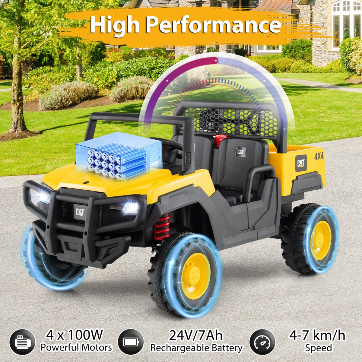 24V Ride On Dump Truck with Remote Control and Music-Yellow