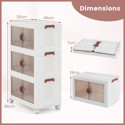 25.5 Gal Storage Bins with Magnetic Doors and Lockable Casters-White