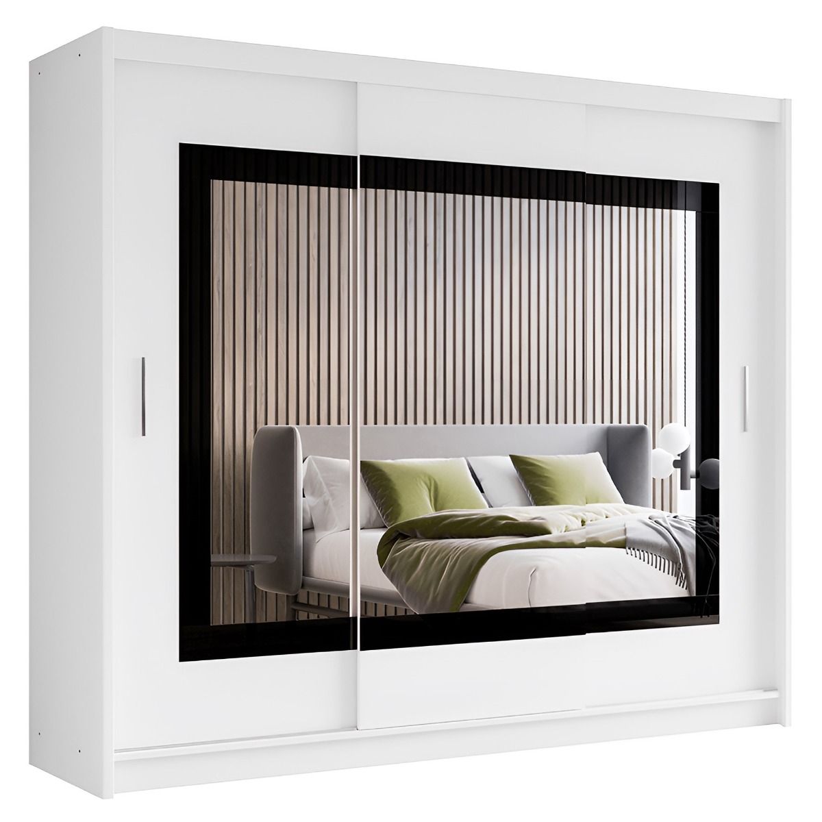 Sliding Wardrobe  HAMPSTEAD 3 Door Mirrored Wardrobe White 250cm