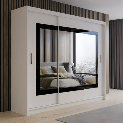 Sliding Wardrobe  HAMPSTEAD 3 Door Mirrored Wardrobe White 250cm