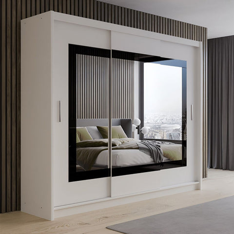 Sliding Wardrobe  HAMPSTEAD 3 Door Mirrored Wardrobe White 250cm