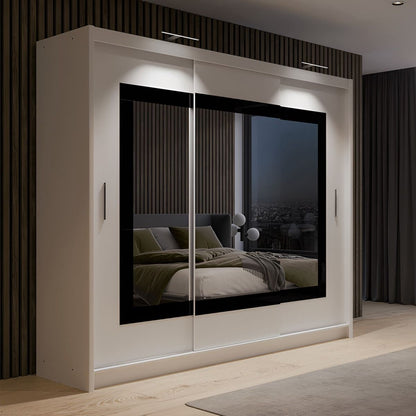 Sliding Wardrobe  HAMPSTEAD 3 Door Mirrored Wardrobe White 250cm