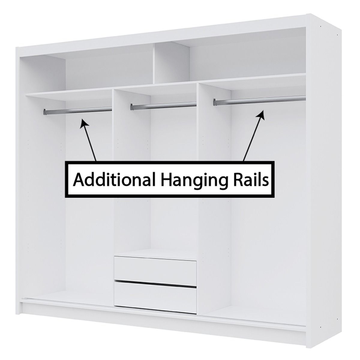 Sliding Wardrobe  HAMPSTEAD 3 Door Mirrored Wardrobe White 250cm