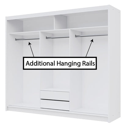 Sliding Wardrobe  HAMPSTEAD 3 Door Mirrored Wardrobe White 250cm