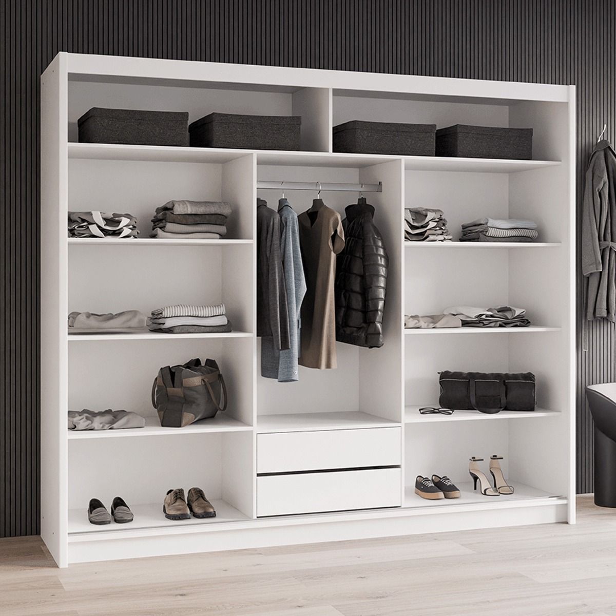 Sliding Wardrobe  HAMPSTEAD 3 Door Mirrored Wardrobe White 250cm