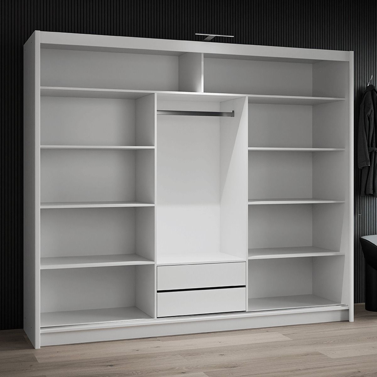 Sliding Wardrobe  HAMPSTEAD 3 Door Mirrored Wardrobe White 250cm