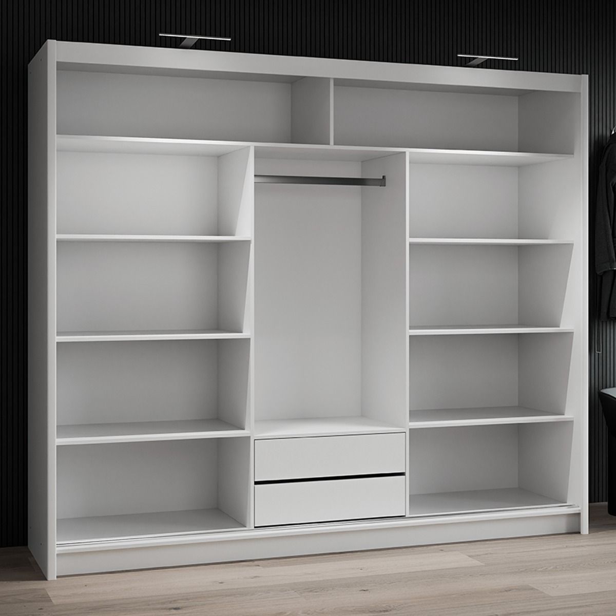 Sliding Wardrobe  HAMPSTEAD 3 Door Mirrored Wardrobe White 250cm