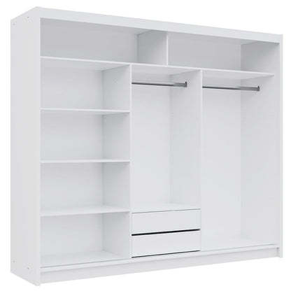 Sliding Wardrobe  HAMPSTEAD 3 Door Mirrored Wardrobe White 250cm