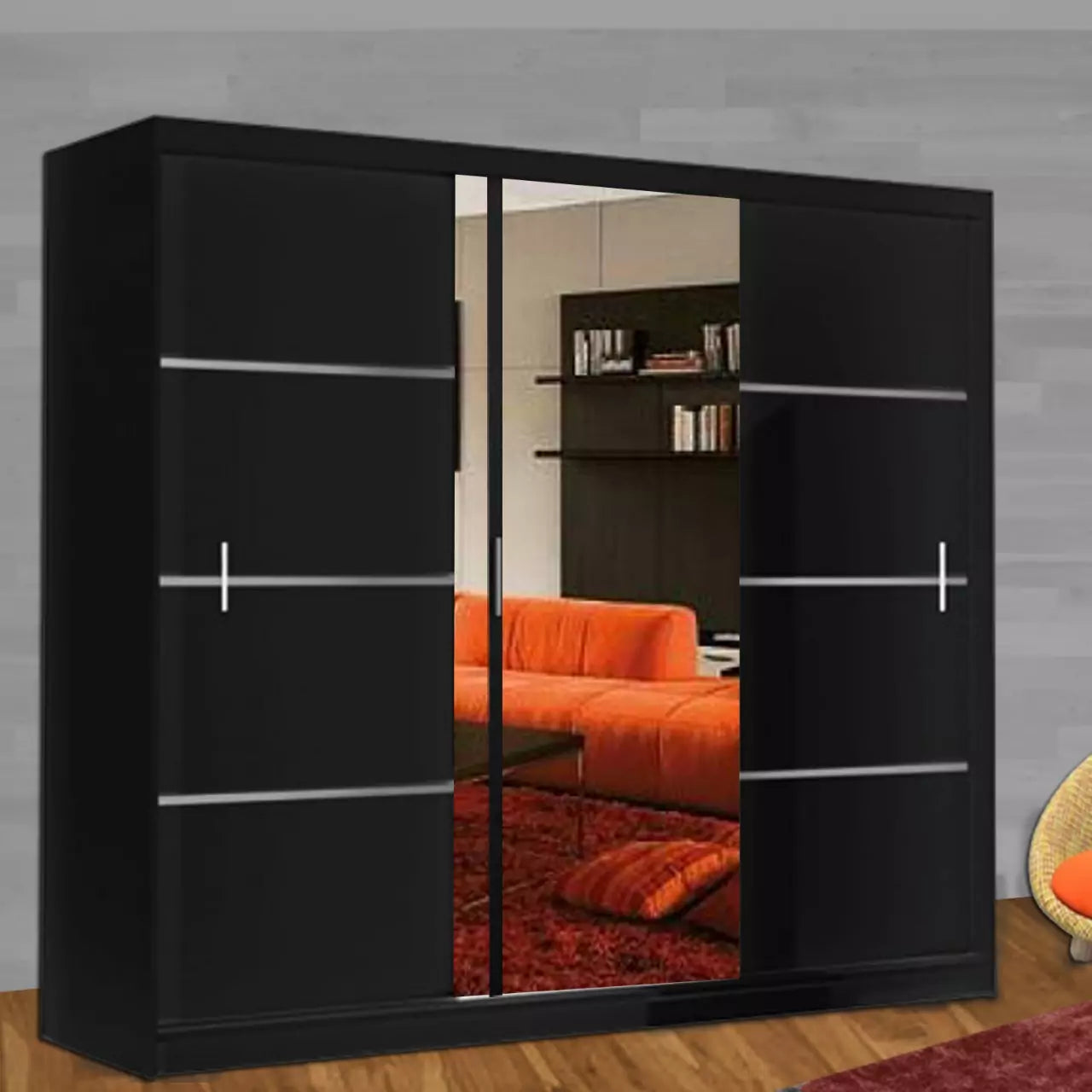 VISTA 250cm Sliding Door Wardrobe Black