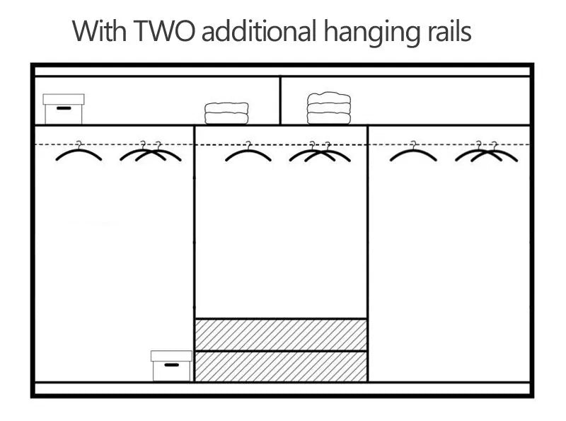 Broadland Sliding Door 250cm Mirror Wardrobe - Black, White, Sonoma