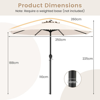 250 cm Patio Umbrella Outdoor Heavy Duty Market Umbrella-Beige