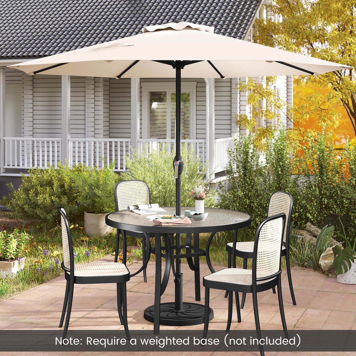 250 cm Patio Umbrella Outdoor Heavy Duty Market Umbrella-Beige