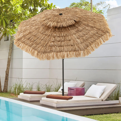 250cm Hawaiian Style Umbrella Thatched Tiki Umbrella with 8 Ribs