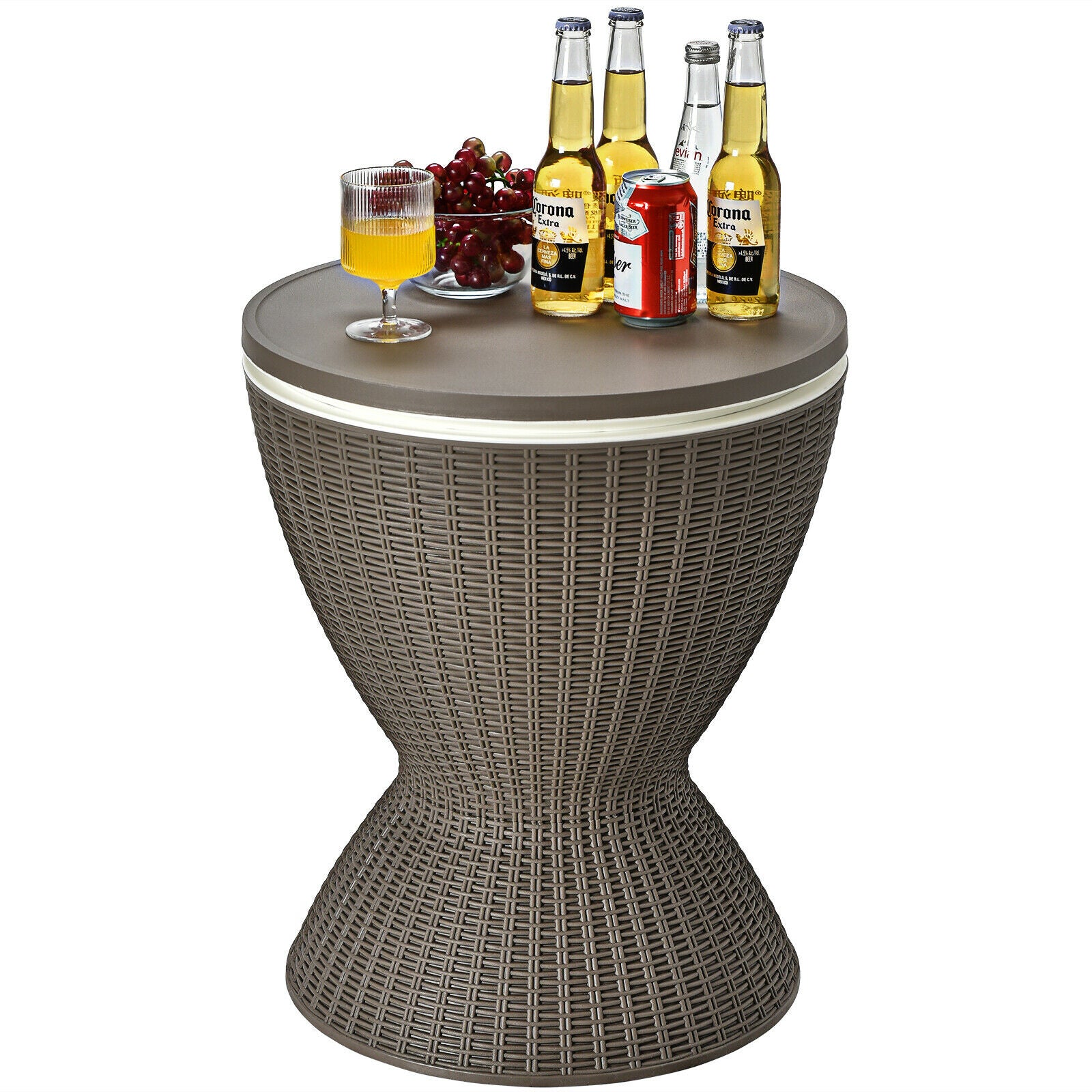 30L Patio Cool Box with Pop-Up Lid-Coffee