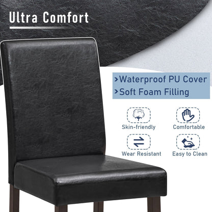 Set of 2 Counter Height Bar Stools with Rubber Wood Legs and Ergonomic Back