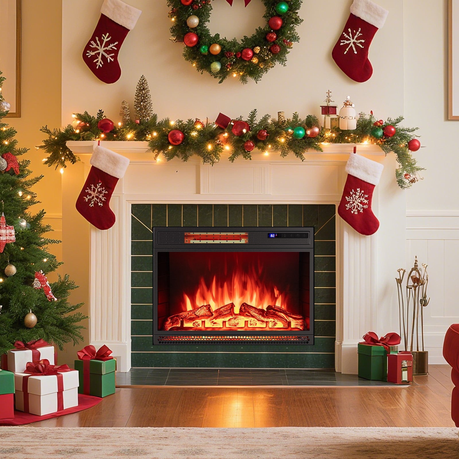 25 Inch Electric Fireplace Insert Recessed Infrared Fireplace Heater 900W/1800W