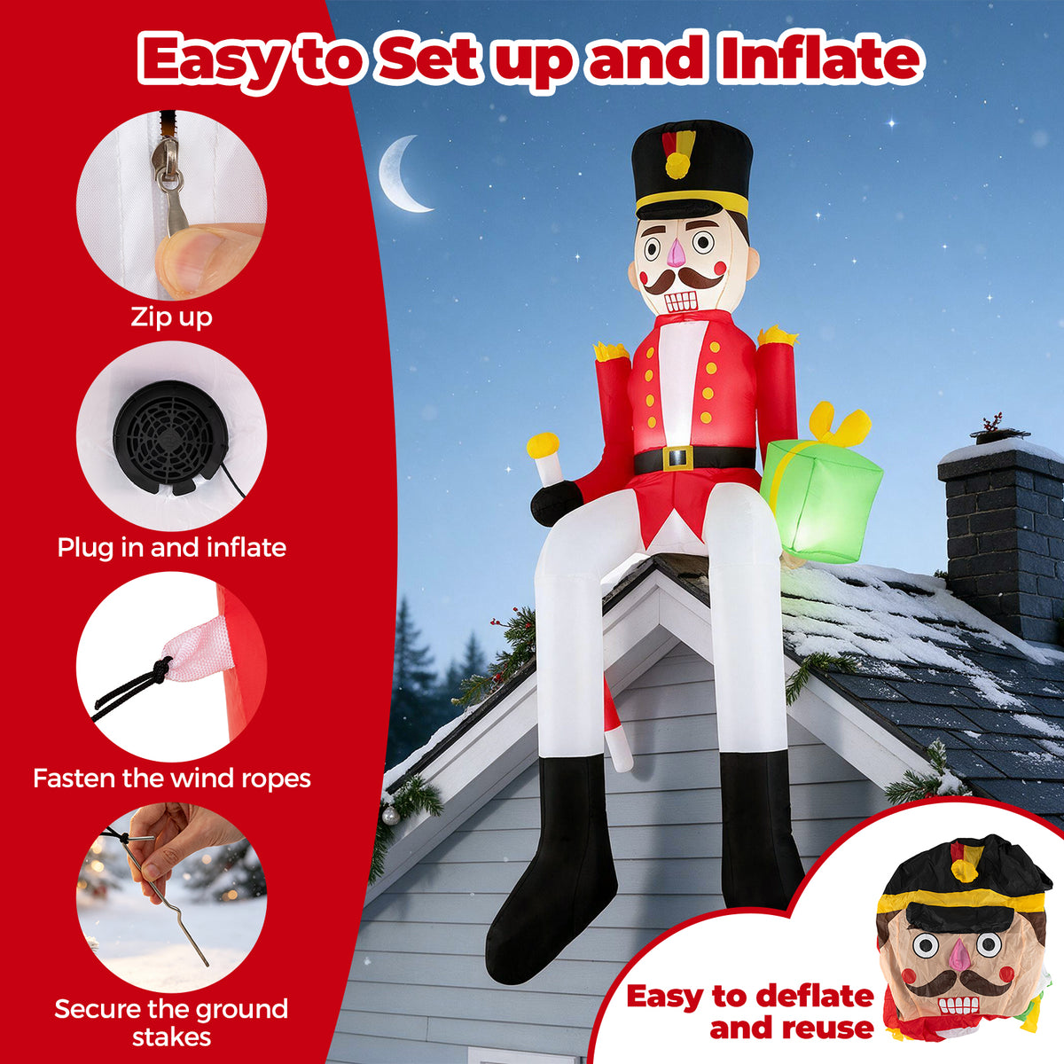 265 cm Inflatable Christmas Hanging Decoration with Built-in LED Lights