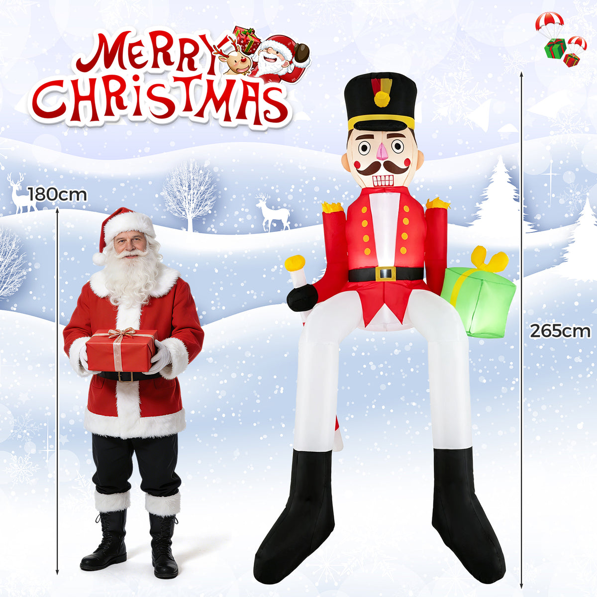265 cm Inflatable Christmas Hanging Decoration with Built-in LED Lights