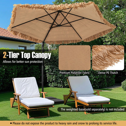268 cm Cantilever Tiki Patio Umbrella with Vented Top-Natural