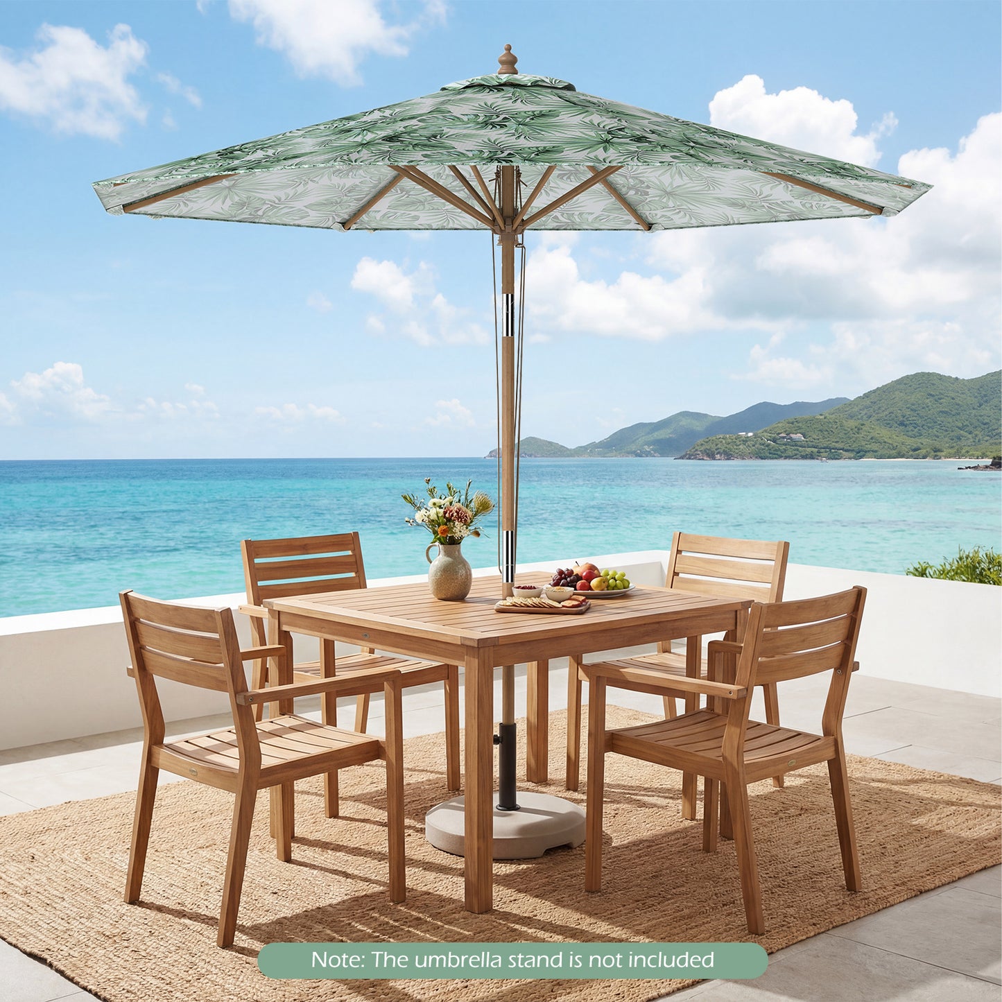 270 cm Patio Umbrella Market Table Umbrella with Push Button Tilt-Green