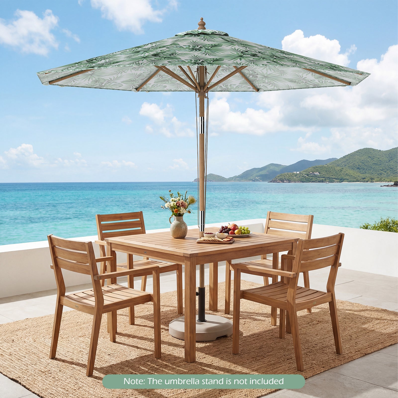 270 cm Patio Umbrella Market Table Umbrella with Push Button Tilt-Green
