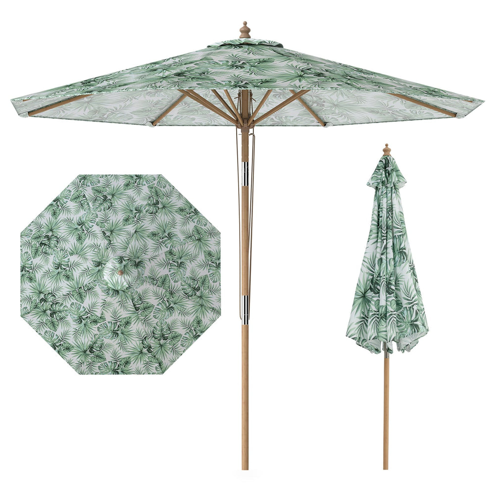 270 cm Patio Umbrella Market Table Umbrella with Push Button Tilt-Green