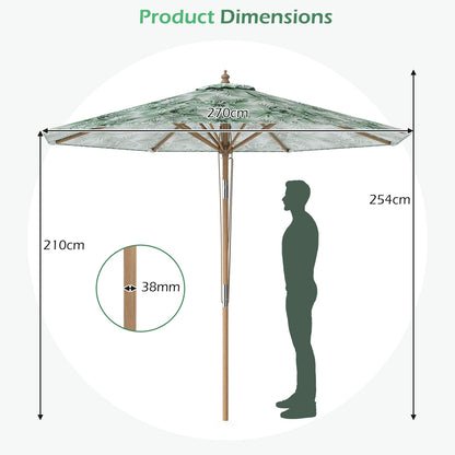 270 cm Patio Umbrella Market Table Umbrella with Push Button Tilt-Green