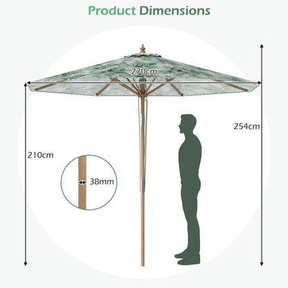 270 cm Patio Umbrella Market Table Umbrella with Push Button Tilt-Green