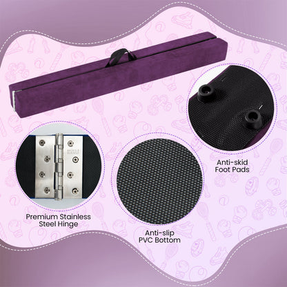 270CM Folding Balance Beam with Solid Wood Base and Anti-slip Bottom-Purple